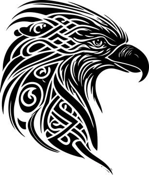 Vector illustration of eagle head with ornament Stock Illustration