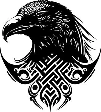 Vector illustration of eagle head with ornament Illustrazione stock