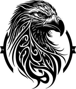 Vector illustration of eagle head with ornament Illustrazione stock