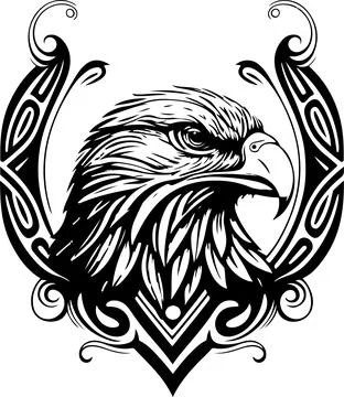 Vector illustration of eagle head with ornament Stock Illustration