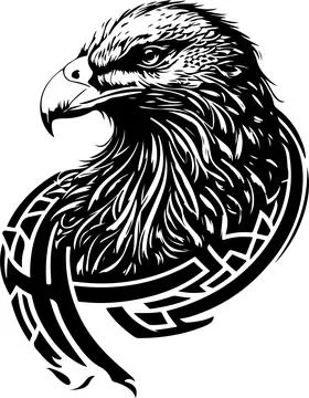 Vector illustration of eagle head with ornament Stock Illustration