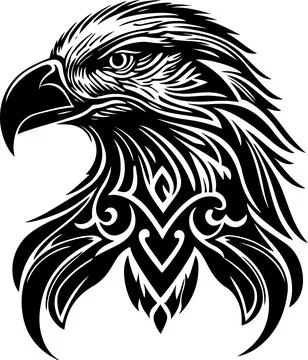 Vector illustration of eagle head with ornament Stock Illustration