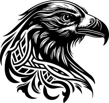 Vector illustration of eagle head with ornament Illustrazione stock