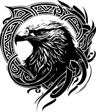 Vector illustration of eagle head with ornament Illustrazione stock