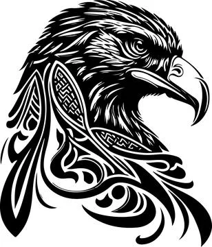 Vector illustration of eagle head with ornament Stock Illustration