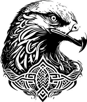 Vector illustration of eagle head with ornament Illustrazione stock
