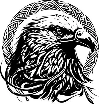 Vector illustration of eagle head with ornament Illustrazione stock