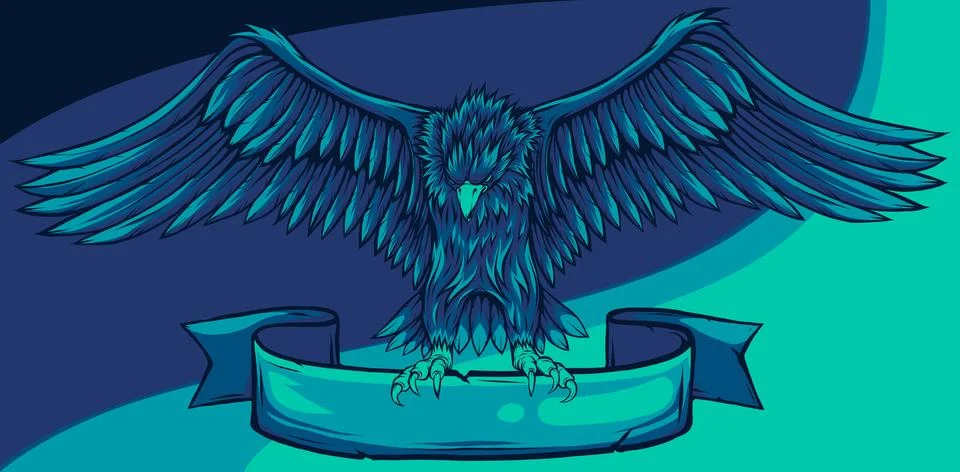 Vector illustration of eagle mascot grip the ribbon Stock Illustration