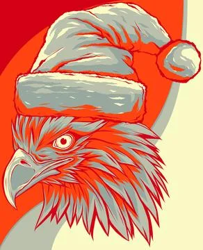 Vector illustration of eagle merry christmas and happy new year Stock Illustration