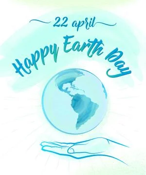 Vector illustration of earth globe and human hand, background for happy Earth Stock Illustration