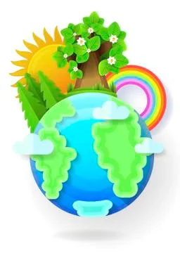 Vector illustration of earth globe. A blue planet with clouds Illustrazione stock