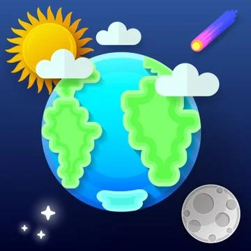 Vector illustration of earth globe. A blue planet with clouds Illustrazione stock
