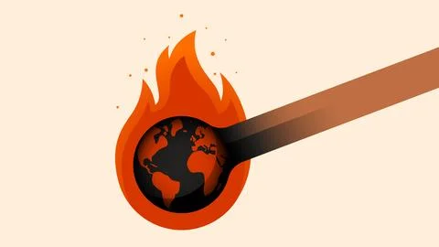 Vector illustration of the Earth globe in a shape of a lit match Stock Illustration