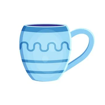 Vector illustration Earthenware ceramic cap blue color with ornament vector Stock Illustration