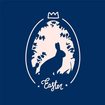 Vector illustration of easter bunnies. Postcard made in the style of flat for Stock Illustration