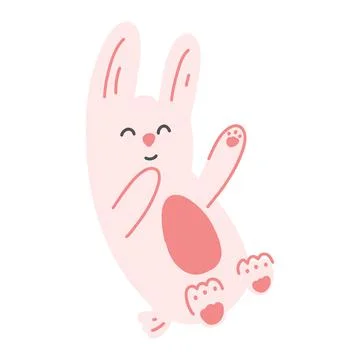 Vector illustration of Easter bunny, cute cartoon flat rabbit on isolated white Stock Illustration