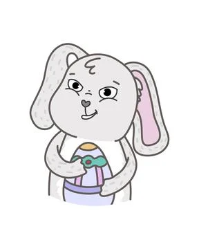 Vector illustration with easter bunny. Happy easter day Illustrazione stock