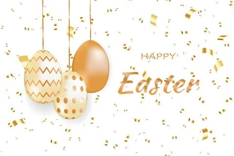 Vector illustration. Easter card, golden Easter eggs. Stock Illustration