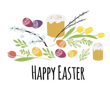 Vector illustration Easter with Easter traditional symbols collection- Easter Stock Illustration