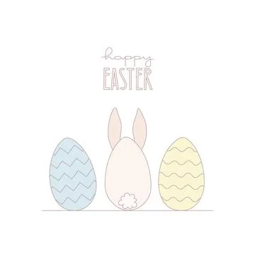 Vector illustration with Easter eggs, Bunnies ears, lettering for card, banner Stock Illustration