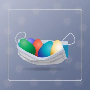 Vector illustration. Easter eggs in a medical mask. Coronavirus pandemic. COV Stock Illustration