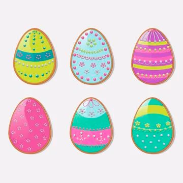 Vector illustration for the Easter holiday. A set of eggs cookie. Stock Illustration