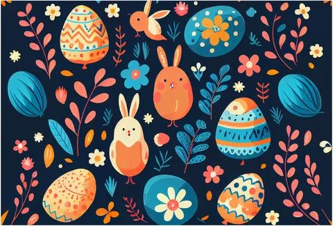 Vector illustration of easter theme pattern for fabric print, wrapping paper Stock Illustration