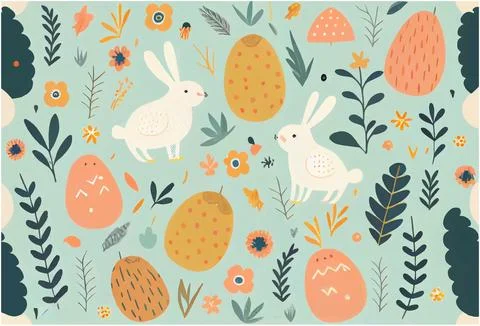 Vector illustration of easter theme pattern for fabric print, wrapping paper 스톡 일러스트