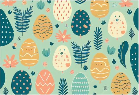Vector illustration of easter theme pattern for fabric print, wrapping paper Stock Illustration