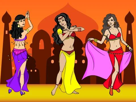 Vector illustration of eastern girl dancer Stock Illustration