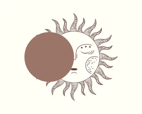 Vector illustration of eclipse with retro sun. Astrological mystery sign. Stockillustratie