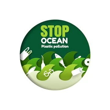 Vector illustration of ecological concept. Stop ocean plastic pollution with  Stock Illustration