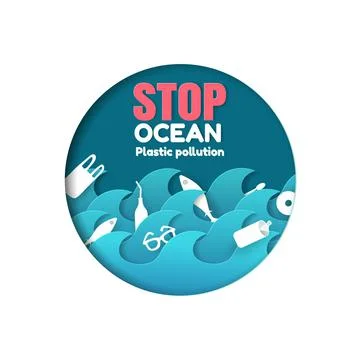 Vector illustration of ecological concept. Stop ocean plastic pollution with  Stock Illustration