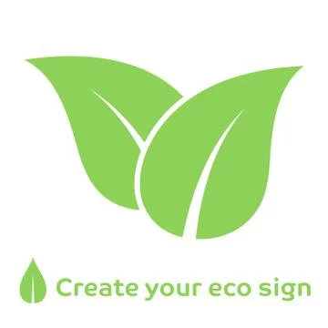 Vector illustration of ecology concept icon with green leaves Stock Illustration
