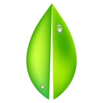 Vector illustration of ecology concept icon with glossy green leaf Illustrazione stock