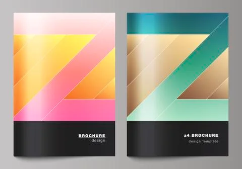 The vector illustration of editable layout of A4 format modern cover mockups Stock Illustration