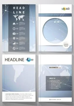 The vector illustration of editable layout of four A4 format covers with the Stock Illustration