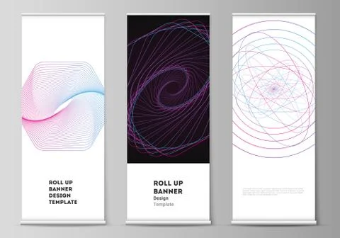 The vector illustration of the editable layout of roll up banner stands Illustrazione stock