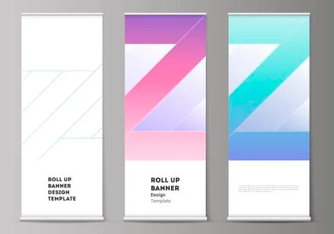 The vector illustration of the editable layout of roll up banner stands, vert Stock Illustration