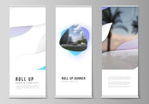Vector illustration of the editable layout of roll up banner stands, vertical Stock Illustration
