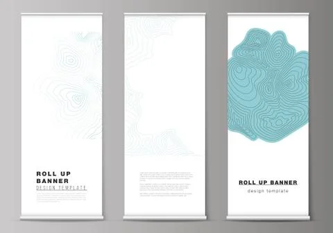 The vector illustration of the editable layout of roll up banner stands Stock Illustration