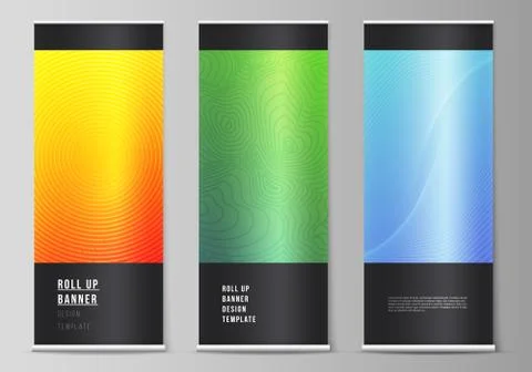 The vector illustration of the editable layout of roll up banner stands Stock Illustration