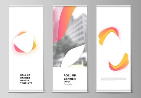 Vector illustration of the editable layout of roll up banner stands, vertical Stock Illustration