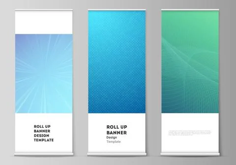 The vector illustration of the editable layout of roll up banner stands Stock Illustration