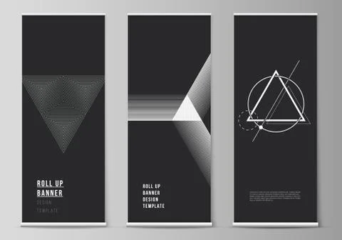 The vector illustration of the editable layout of roll up banner stands Stock Illustration