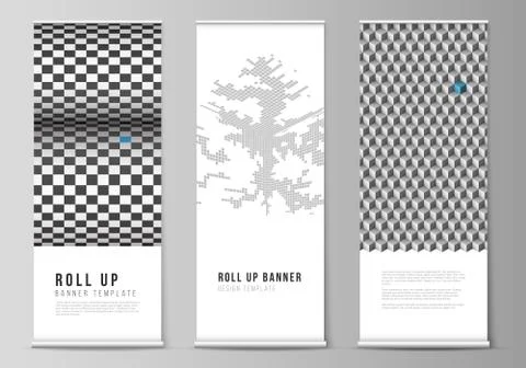 The vector illustration of the editable layout of roll up banner stands Stock Illustration