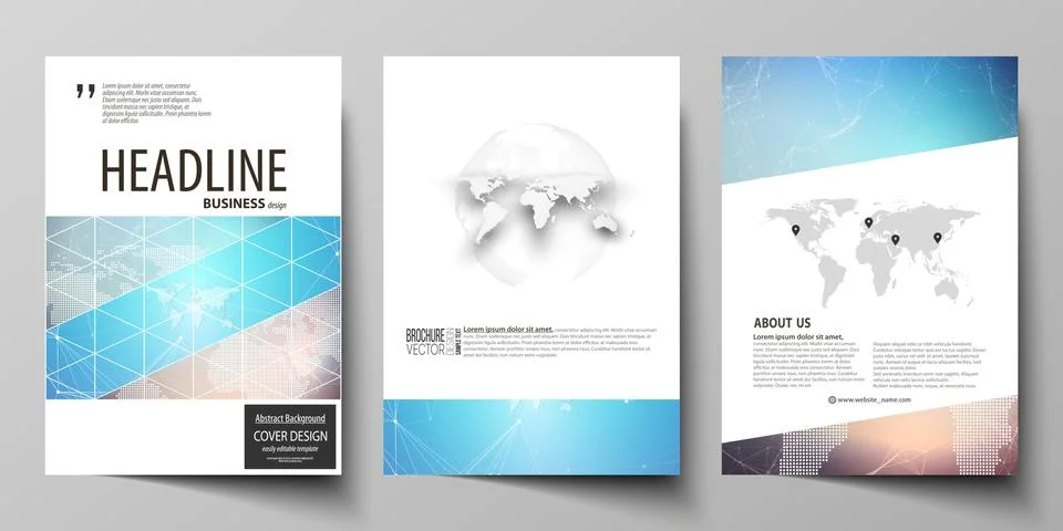 The vector illustration of editable layout of three A4 format modern covers Stock Illustration