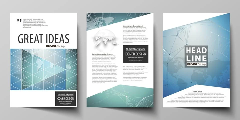 The vector illustration of the editable layout of three A4 format modern covers Stock Illustration