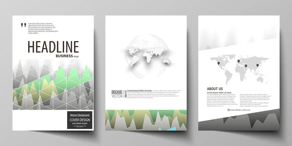 The vector illustration of the editable layout of three A4 format modern covers Stock Illustration
