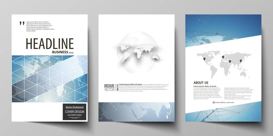 The vector illustration of the editable layout of three A4 format modern covers Stock Illustration